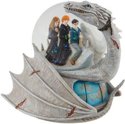 Boule à neige en résine Enesco Harry Potter : Harry, Ron & Hermione chevauchant le dragon de Gringotts