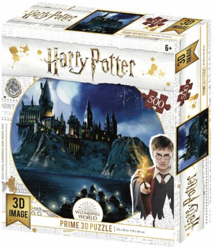 Puzzle Lenticulaire 500 pièces Prime 3D Harry Potter : L'école de Poudlard de nuit [61x46cm]