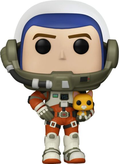 Figurine Funko POP! Disney Buzz L’éclair : Buzz dans sa tenue d'astronaute orange (XL-15), tenant un chat roux [1211]