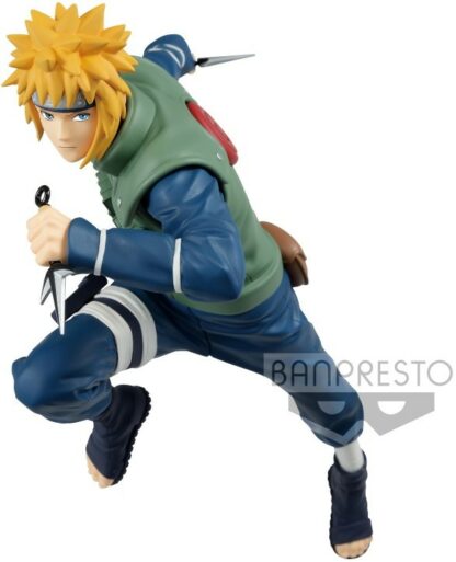 Figurine Banpresto Naruto Shippuden : Minato Namikaze dans sa tenue originale, fonçant ses kunaï dans les mains (18cm)