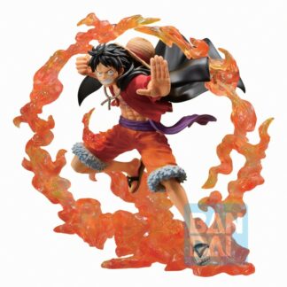 Figurine Banpresto One Piece Ichibanso : Monkey.D. Luffy en position d'attaque, entouré d'un halo de flammes (Duel Memories) [12cm]
