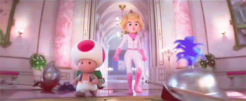 GIF de Toad et Peach qui s'arment pour aller attaquer Bower - Super Mario Bros le Film