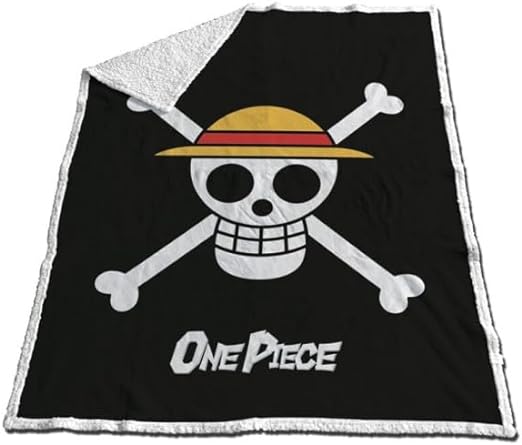 Plaid Sherpa Toei Animation One Piece : Drapeau pirate de Luffy (120x150cm)