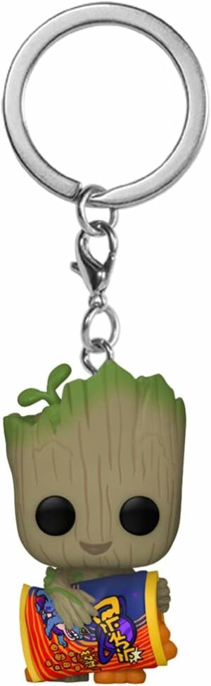 Figurine Pop Keychain ! Marvel I am Groot : Groot with cheese puffs