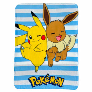Plaid Polaire Pokemon : Pikachu & Evoli  [Matière : Polyester, Dimensions 100cm x 140cm]