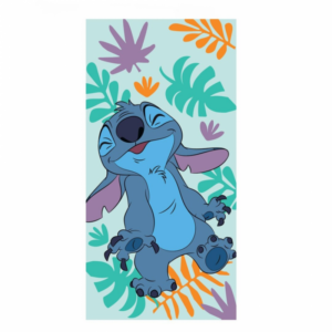 Serviette de plage Disney Lilo & Stitch : Stitch palmes [Matière coton, dimension 70cm x 140cm]