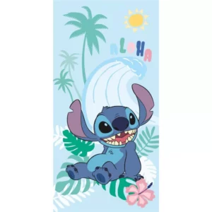 Serviette de plage Disney Lilo & Stitch : Stitch Aloha [Matière coton, dimension 70cm x 140cm]