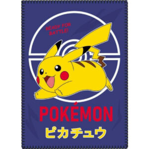 Plaid Polaire Pokemon : Pikachu “Ready for battle” [Matière : Polyester, Dimensions 100cm x 140cm]