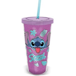 Grand Gobelet  Fashion + Paille Disney Lilo & Stitch : Stitch Purple Glitter [Matériau : Polystyrene]