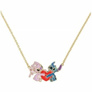 Collier Disney Lilo et Stitch: Stitch et Angel avec coeur