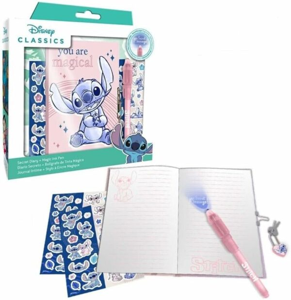 Pack Journal Intime + Stylo-Bille Magique + Stickers Disney Lilo & Stitch