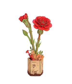 Kit « Book Nook » Bouquet de fleur + vase : Oeillet rouge [124 pièces]