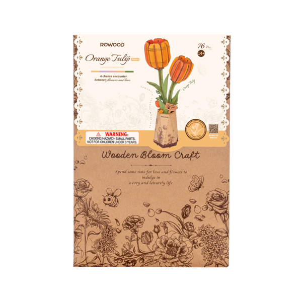 Kit "Book Nook" Bouquet de fleur + vase : Tulipe orange [124 pièces] – Image 3