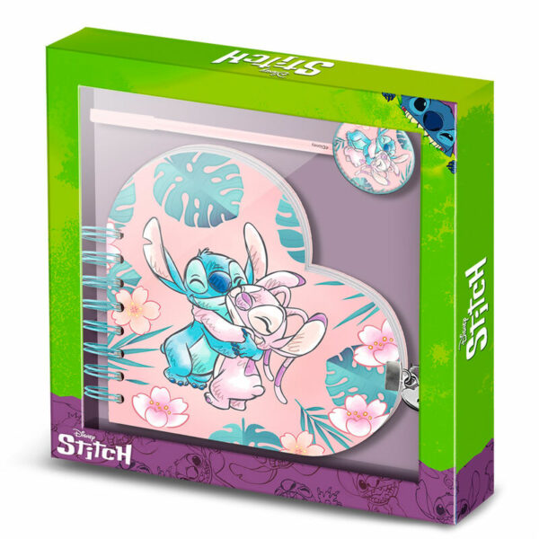 Set Box 1 Journal secret forme coeur + 1 Stylo Disney Lilo & Stitch : Stitch & Angel