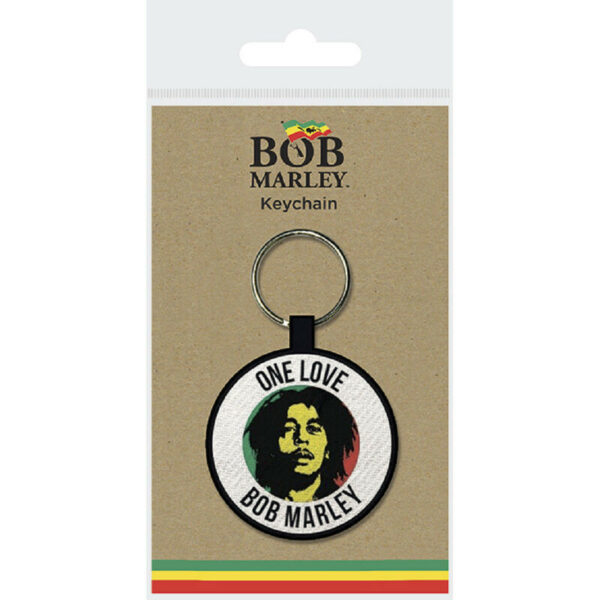 Porte-clés en tissu brodé Bob Marley : One Love