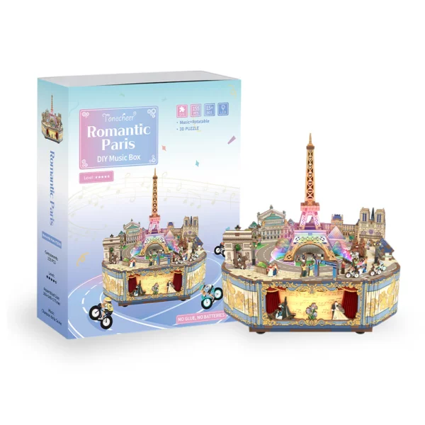 Kit "Book Nook" Paris Romantique avec éclairage Led Intégrée + plateforme rotative – Image 2