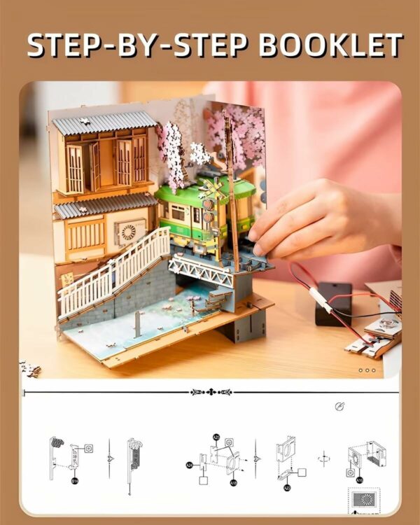Kit "Book Nook" Sakura Densya avec éclairage Led Intégrée [Kit à construire, 340 pièces] – Image 4
