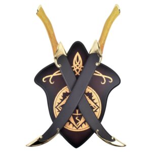 Répliques Dagues ornementales inspirées du Seigneur des anneaux : Dagues de Legolas + Support mural