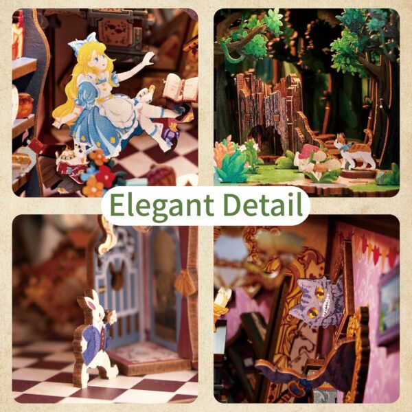 Kit "Book Nook" Alice au pays des merveilles avec éclairage Led Intégrée – Image 5