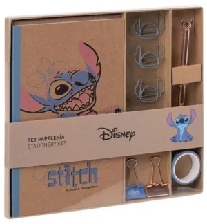 Set Papeterie 9 pièces Disney Lilo & Stitch [1 carnet A5 + 1 style + adhésif + 2 pinces + 4 trombon