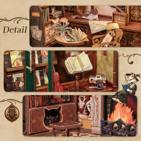 Kit "Book Nook" Count Cat's Study avec éclairage Led Intégrée – Image 3