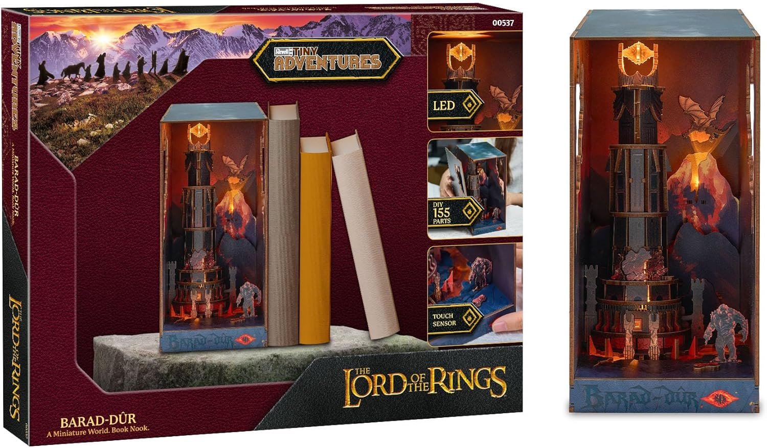 Revell Tiny Adventures Serre-livres Le Seigneur des Anneaux I Forteresse de Sauron comme puzzle 3D en bois avec LED I Modèle