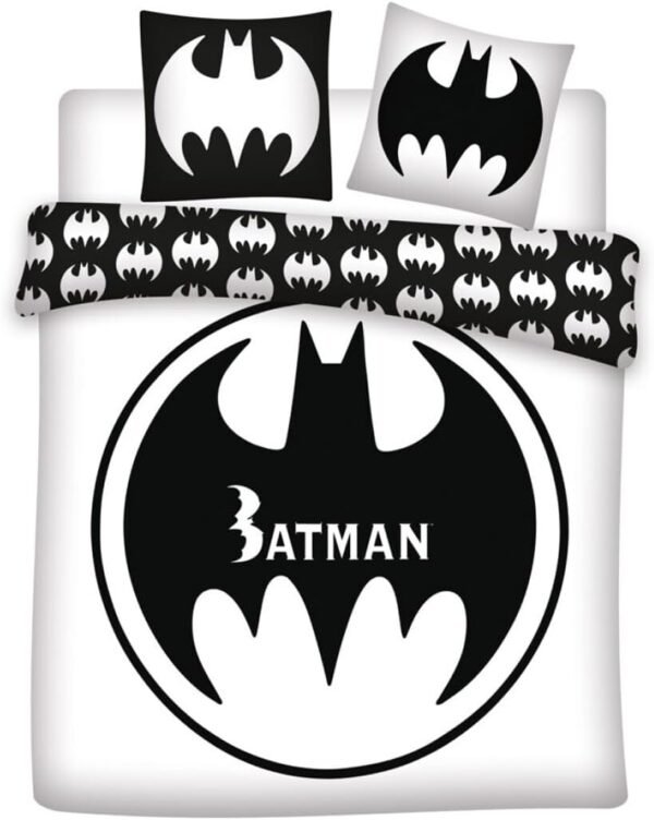 Parure réversible 2 places DC : Batman [Housse de couette 240x220cm + 2 Taies 65x65, Polycoton]