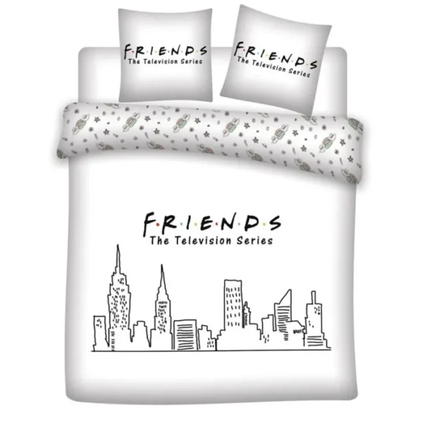 Parure réversible 2 places Friends [Housse de couette 240x220cm + 2 Taies 63x63, Microfibre]