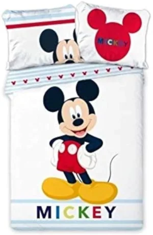 Parure de lit une place Disney : Mickey [Polyester, Housse de couette 140x200cm +Taie 65×65]