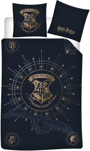 Parure réversible 1 place Harry Potter : Poudlard [Housse de couette 140x200cm +Taie 65×65]