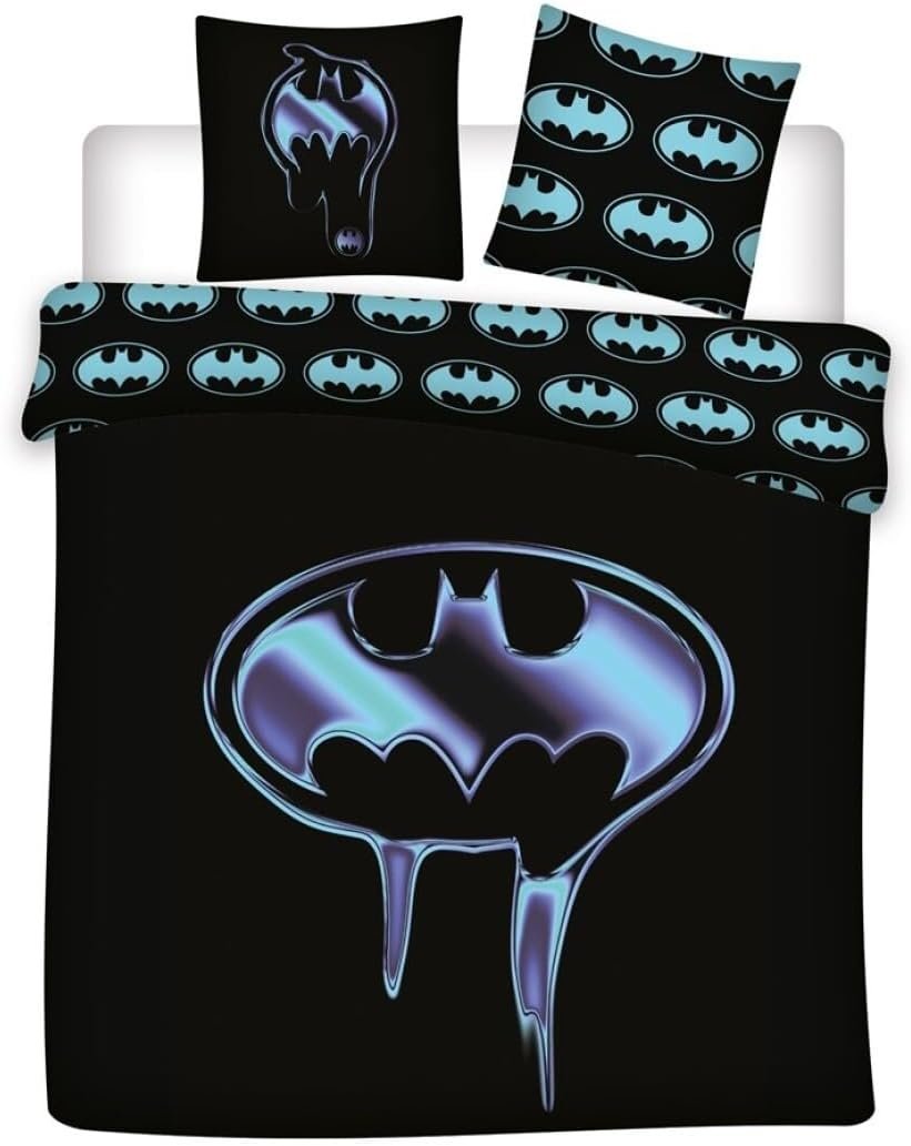 Parure réversible 2 places DC : Batman [Housse de couette 240x220cm + 2 Taies 65x65, Polycoton]