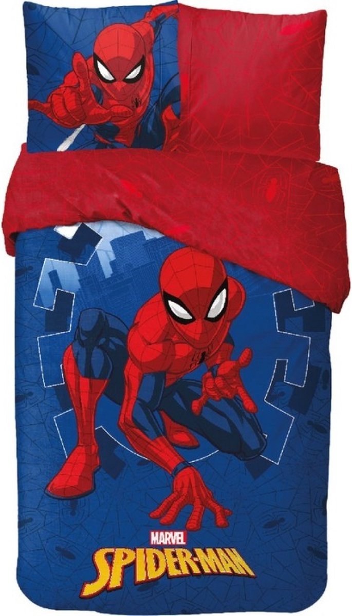 Parure de lit une place Marvel Spider-Man [100% coton, Housse de couette 140x200cm +Taie 63x63