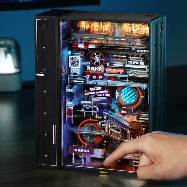 Kit "Book Nook" Techno The Futur City avec éclairage Led Intégrée  [Kit à construire140 pièces] – Image 12