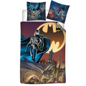 Parure réversible 1 place DC  : Batman [Housse de couette 140x200cm +Taie 65×65, Polycoton]