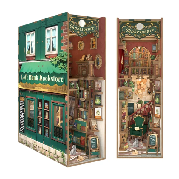 Kit "Book Nook" Librairie Rive Gauche (left bank bookstore) avec éclairage Led Intégrée