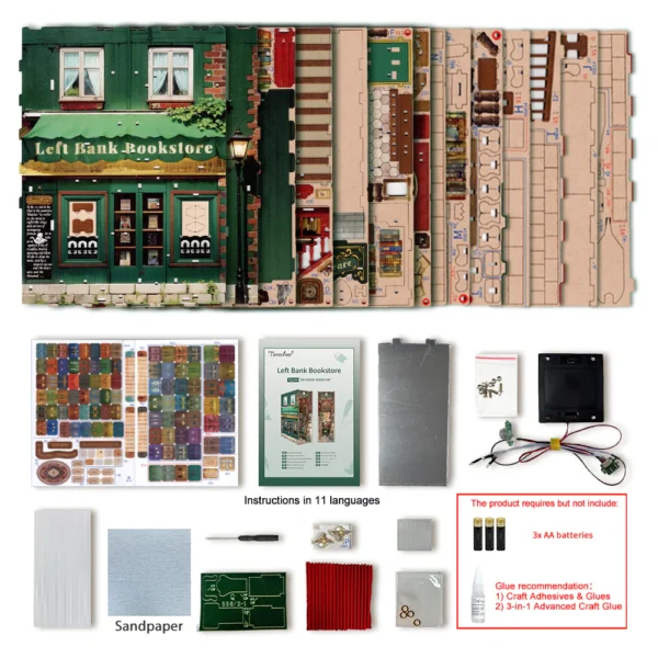 Kit "Book Nook" Librairie Rive Gauche (left bank bookstore) avec éclairage Led Intégrée – Image 4