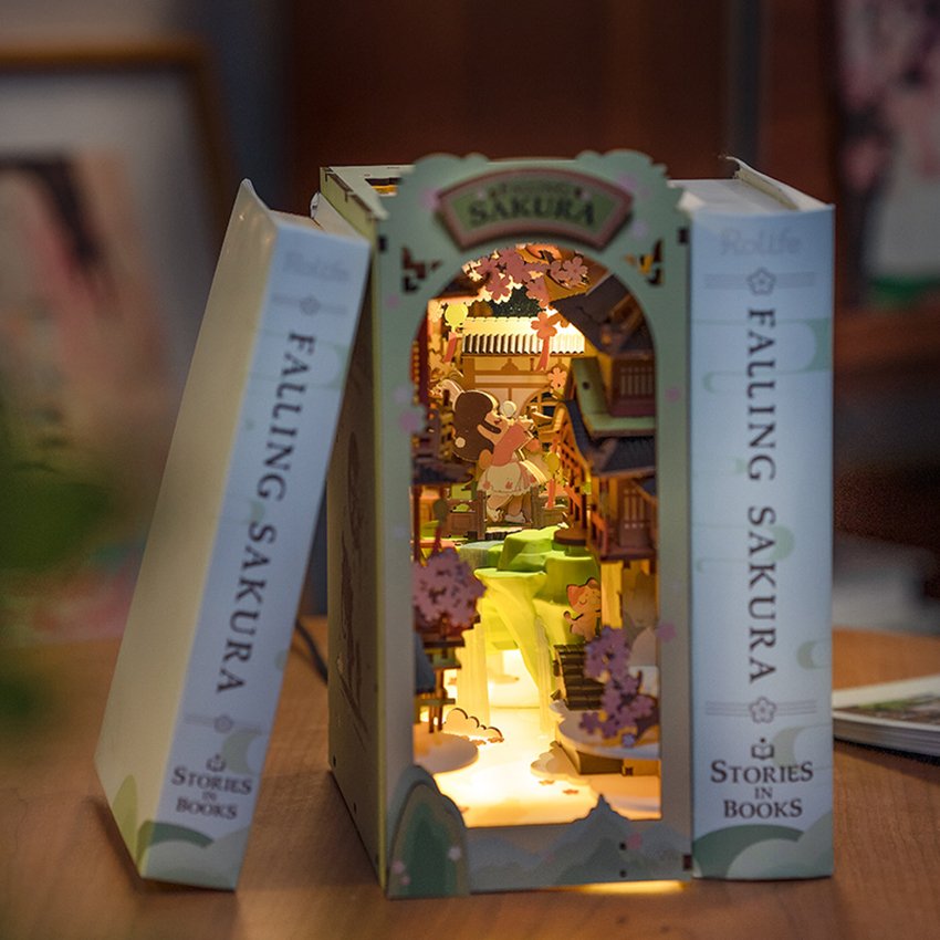 Kit "Book Nook" Falling Sakura avec éclairage Led Intégrée [Kit à construire]