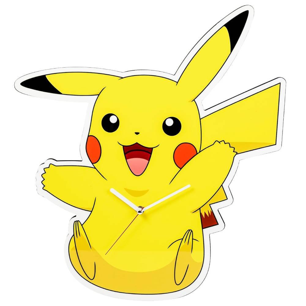 Grande horloge murale forme 50cm en bois Pokémon : Pikachu