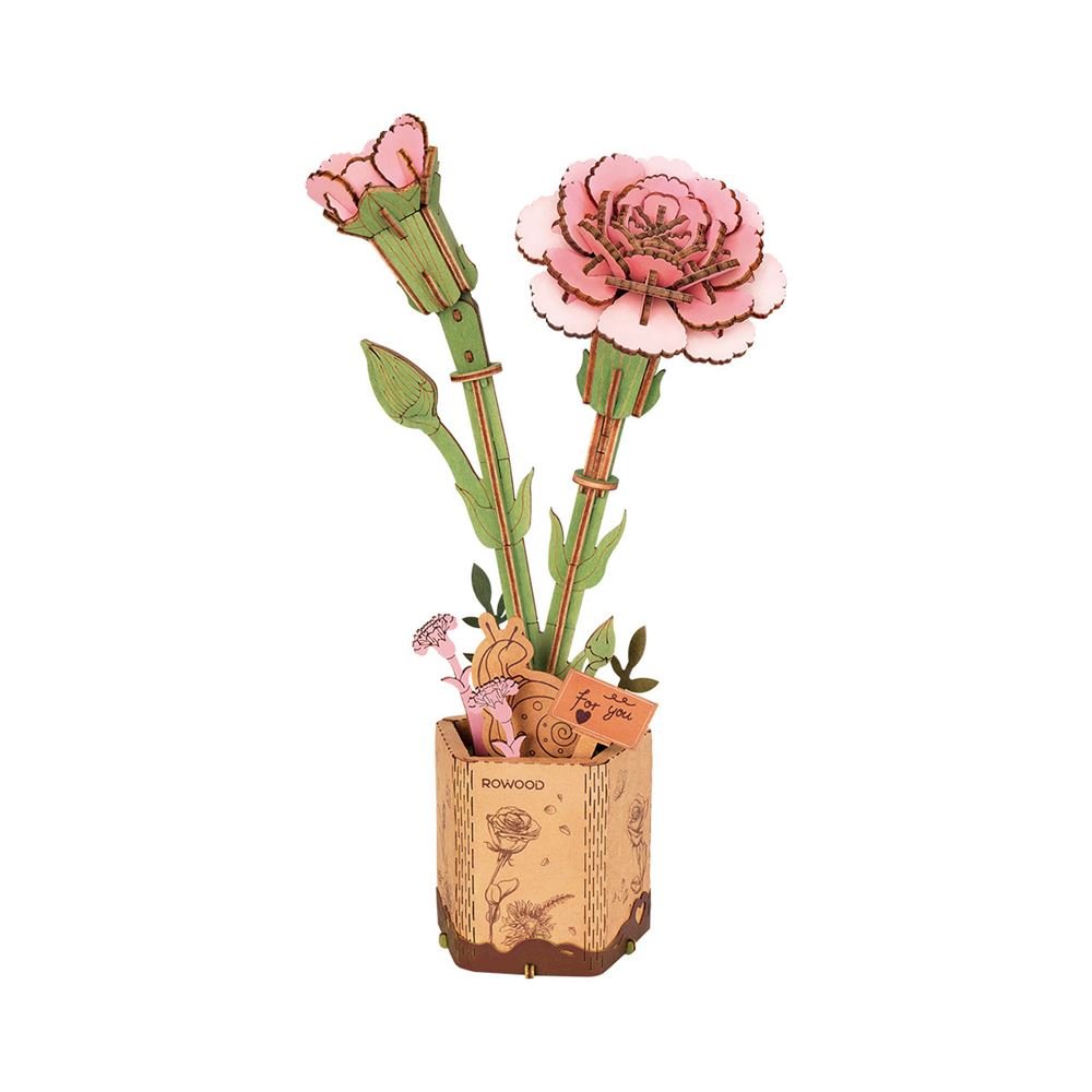Kit "Book Nook" Bouquet de fleur + vase: Œillet Rose [Kit à construire, 124 pièces, Matériaux : cont