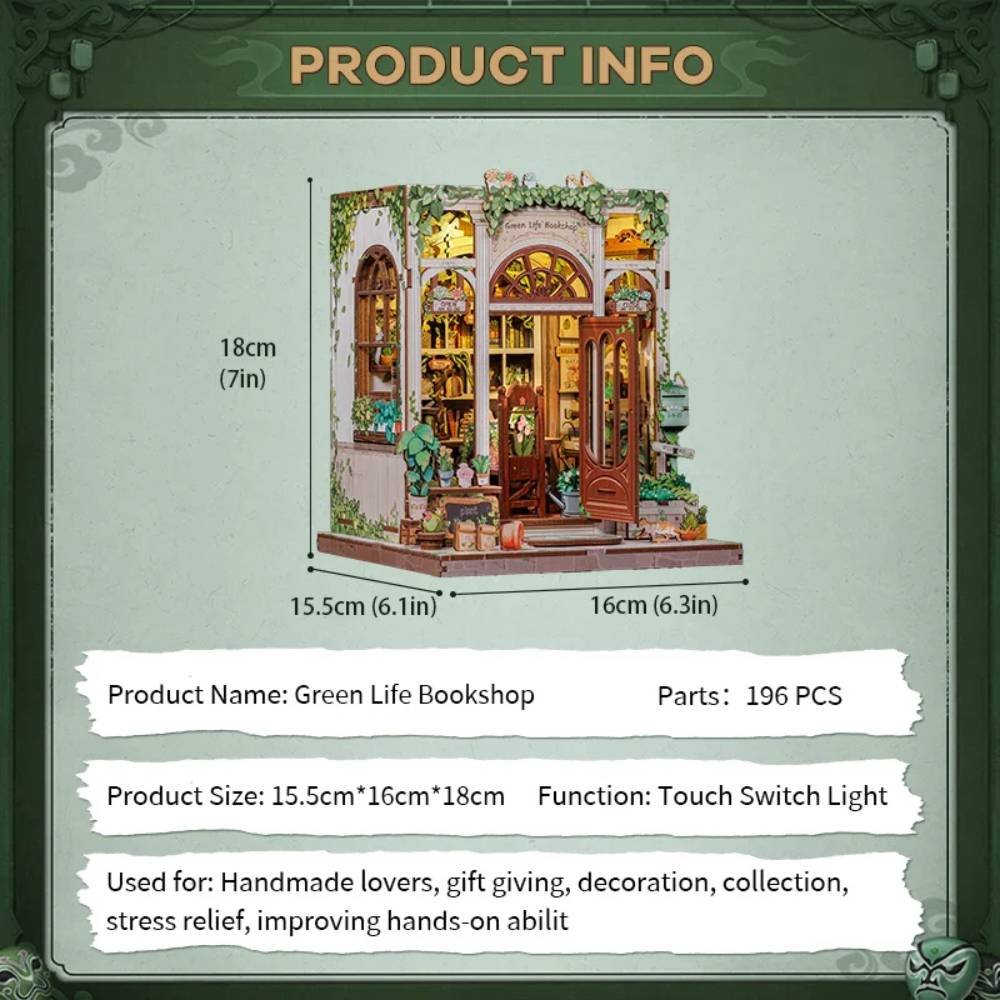 Kit "Book Nook" Green Life Bookshop avec éclairage Led Intégrée – Image 3