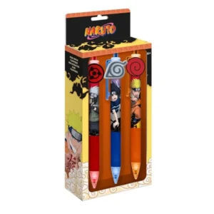 Set de 3 stylos Naruto [Encre Noire, Pointe Moyenne]