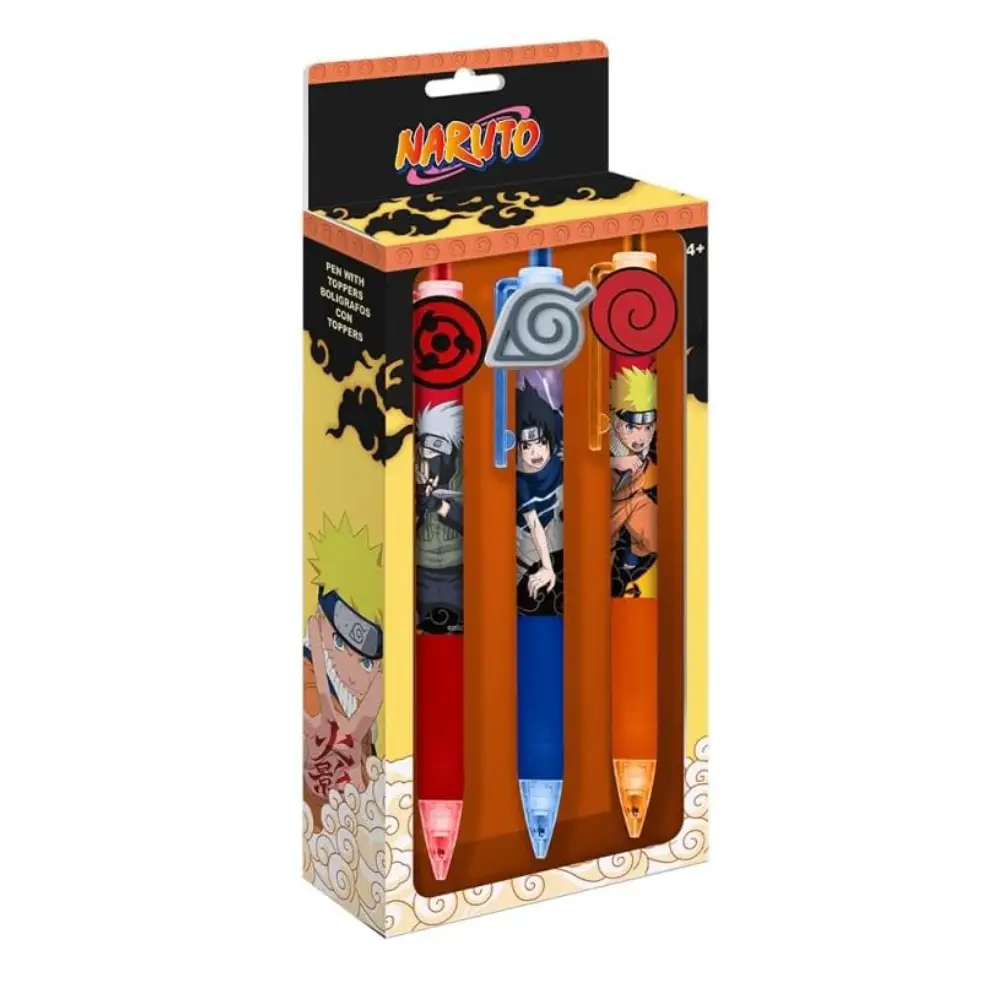 Set de 3 stylos Naruto [Encre Noire, Pointe Moyenne]